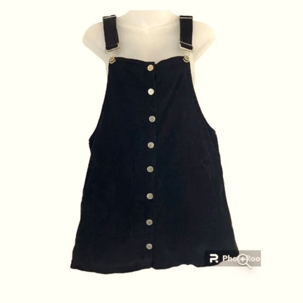 Harper heritage black corduroy overall mini dress small *D2 - Picture 2 of 9